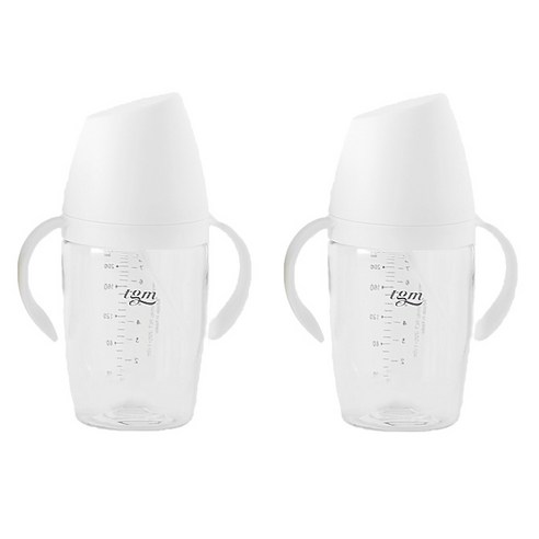 티지엠 트라이탄 쌀알 빨대컵 240ml, 퓨어화이트, 2개