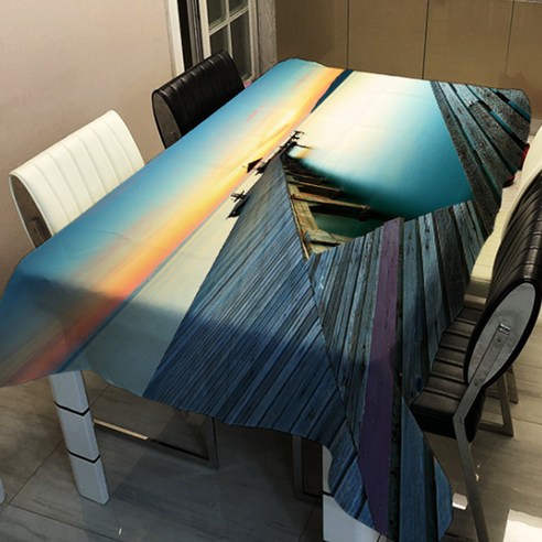 알럽홈 랜드스케이프 프린팅 스퀘어 홈 테이블 커버, TYPE12, 90 x 90 cm