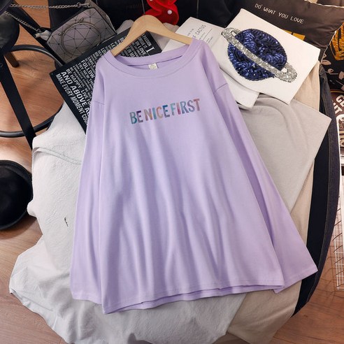 스타 솔리드 무지 빅사이즈 임산부 긴팔 티셔츠
