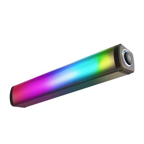 로이체 2채널 멀티미디어 레인보우 RGB LED 터치방식 게이밍 사운드바 스피커 블랙, RSB-G1000