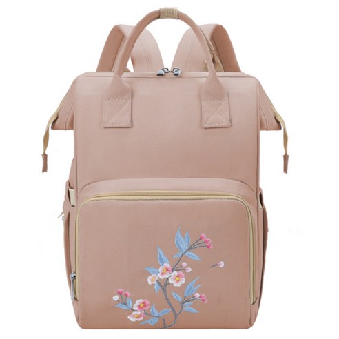 JCP 플라워 스티치 베이비 백팩, 핑크, 길이 30cm x 높이 40cm x 폭 20cm