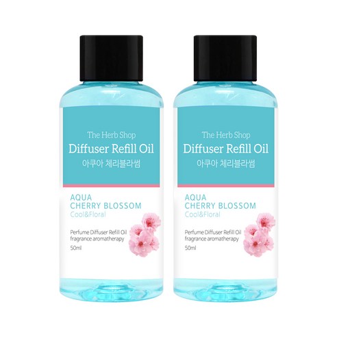 더허브샵 차량용 디퓨져 리필오일 50ml, 2개, 아쿠아 체리 블라썸