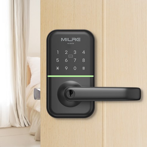 밀레시스텍 무타공 목문 나무문용 디지털 도어락 M-610S + 카드키 3p + 열쇠키 2p 세트, 고객직접설치