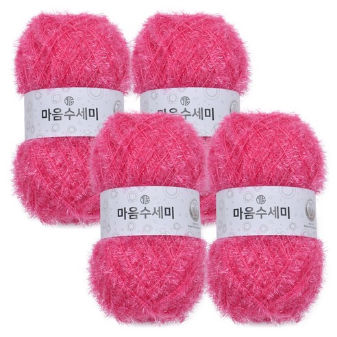 브랜드얀 마음 수세미 뜨개실 4p, 2 딥핑크