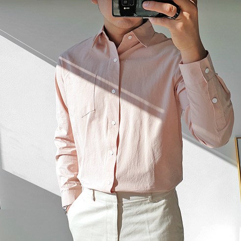 더클래식 남자 데일리 심플 베이직 워싱 셔츠 핑크 XL