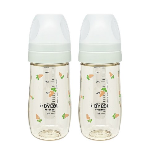 아이별프렌즈 국내 제조 아기 캐럿 PPSU 젖병 270ml 트윈팩, 노꼭지, 민트, 1개