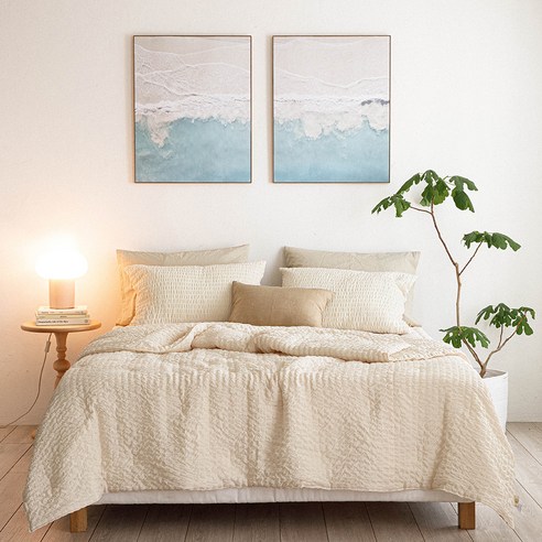 여름용 웨이비 뱀부 시어서커 차렵이불 베개세트