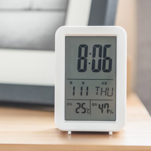 오리엔트 OWC 온도 습도 알람표시 멀티 탁상시계, 화이트