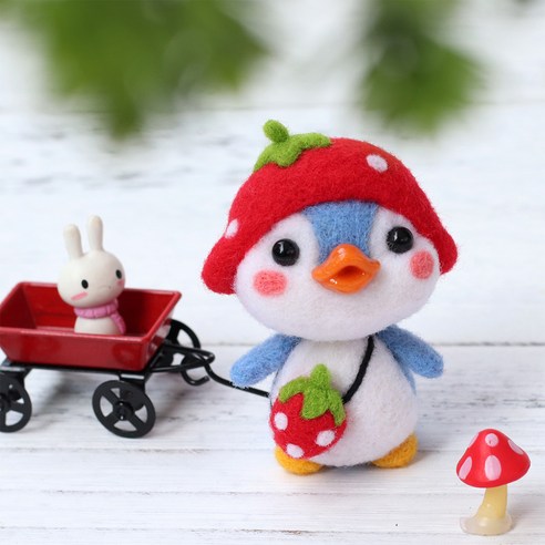 아트조이 DIY 양모펠트 키트, 1세트, 딸기펭귄