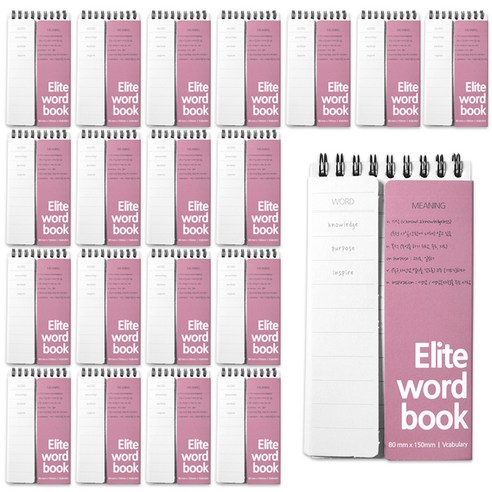 투영디자인 엘리트 상철 양쪽 가리개 단어장, 모카핑크, 20개
