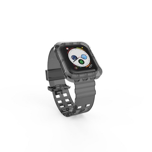 포지오 애플워치 40mm iDeal 클리어 일체형 케이스 스트랩, 블랙, 1개