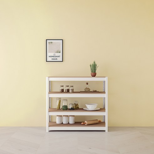 홈던트하우스 국내 제조 스피드랙 업그레이드형 무볼트 철제 선반 4단, 화이트