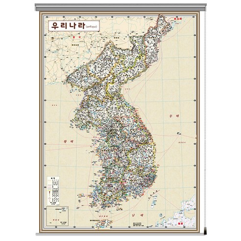 지도닷컴 우리나라지도앤틱 롤스크린 110 x 150 cm + 클립 2p + 피스 4p 세트, 1세트