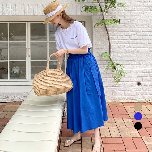 바블링브룩 여성용 A라인 플레어 벨트 롱 스커트