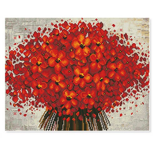 더홈스 DIY 프리미엄 보석 십자수 키트, 13 붉은꽃다발, 1세트