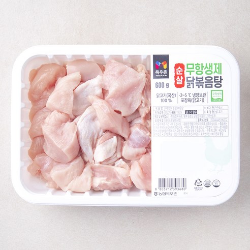 목우촌 무항생제 순살 닭고기 닭볶음탕용 (냉장), 600g, 1개
