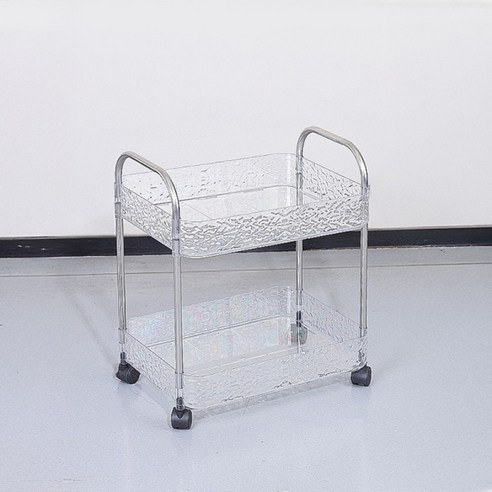 이동식 협탁 수납 정리 트롤리 2단 SH107, 투명