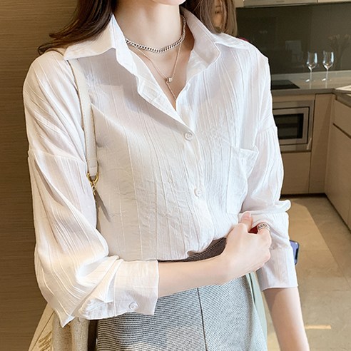 루나걸 여성용 글레즈 포켓카라 셔츠