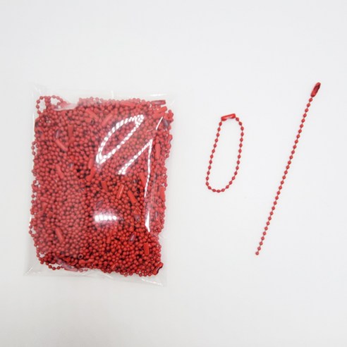 마다꾸미 볼체인 컬러군번줄 줄구슬 10cm, 레드, 100개