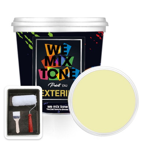 WEMIXTONE 외부용 EXTERIOR 페인트 3L + 붓 + 로울러 + 트레이 세트, WMT0473P01(페인트), 1개