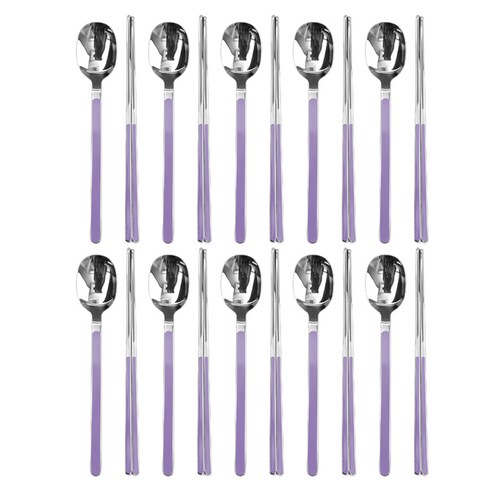 윌리브 국내산 304스텐 드고아 세라믹 수저 10벌 세트, 바이올렛, 숟가락 10p + 젓가락 10p