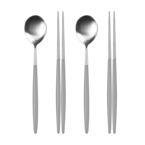 보겐 국산 노비아 네이쳐 샤틴 2인 수저세트, 그레이, 숟가락 2p + 젓가락 2쌍, 1세트