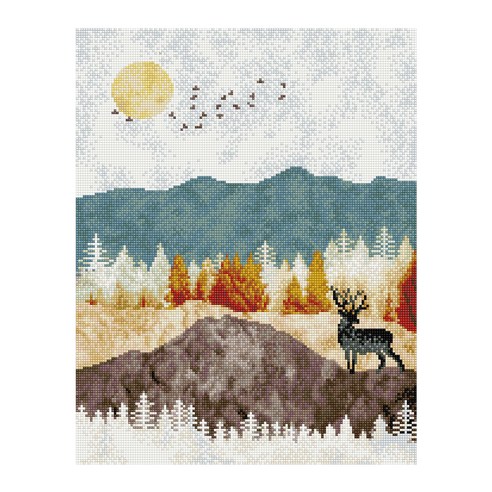 아이러브페인팅 DIY 보석십자수 캔버스형 풍경 40 x 50 cm, 평화를 부르는 사슴, 1개