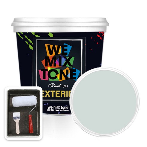 WEMIXTONE 외부용 EXTERIOR 페인트 3L + 붓 + 로울러 + 트레이 세트, WMT0283P01(페인트), 1개