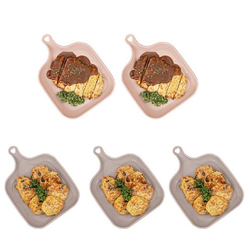 파스텔 아동용 간식접시 5p 세트, 1세트, 샌드그레이 3p + 샌드베이지 2p