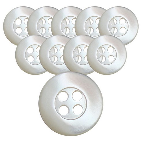 동대문단추왕 고급 리얼 자개 로고테 단추 11.5mm, TR 화이트, 10개