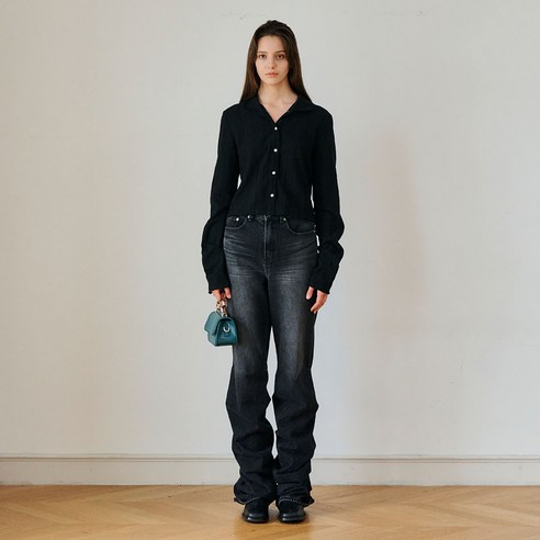 포이어 여성용 Pintuck Straight Jeans