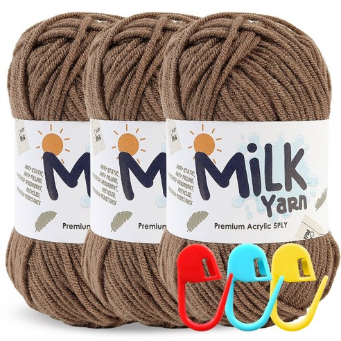 니뜨 밀크얀 뜨개실 50g x 3p + 단수링 3p 세트, 58모카브라운 + 랜덤 발송, 1세트