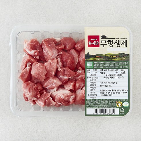 하이포크 무항생제 인증 한돈 앞다리 찌개용 (냉장), 1개, 300g
