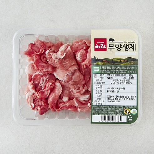 하이포크 무항생제 인증 한돈 앞다리 제육용 (냉장), 1개, 300g