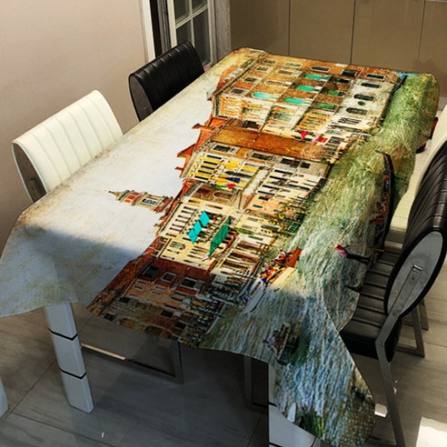 알럽홈 유럽 풍경 프린팅 스퀘어 홈 식탁보, TYPE19, 90 x 90 cm