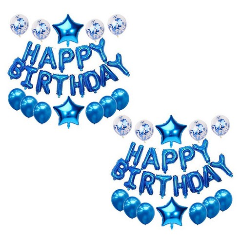 마켓감성 스타 생일파티 레터링 풍선 세트, 타입5 블루, 2세트
