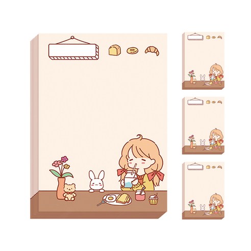 고양이소녀 점착메모지, 식사, 4개