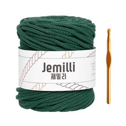 yarna 제밀리 뜨개실 + 금속 왕코바늘 9mm, 고담그린(14)