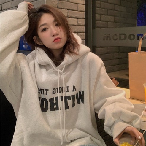 피어니스트 롱타임 레터 박시 데일리 후드 티셔츠