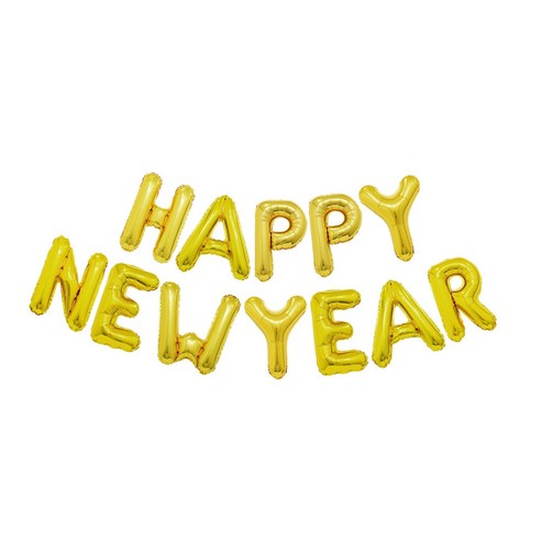 알파벳 은박 HAPPY NEW YEAR 풍선세트 랜덤발송, 1세트, 골드