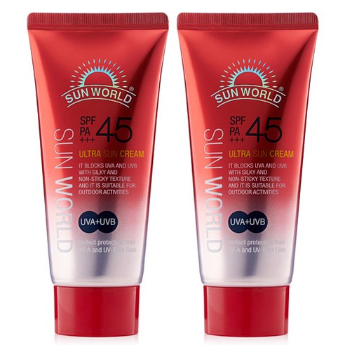 썬월드 울트라 선크림 SPF45 PA+++, 2개, 100ml
