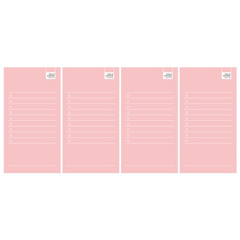 CMYK 컬러 체크리스트 떡메모지, 핑크, 4개