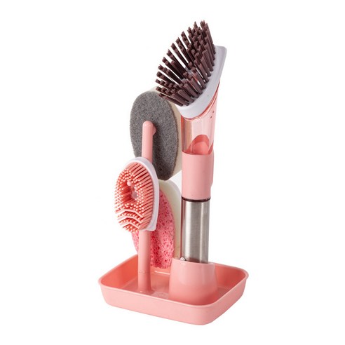 하이어데코 자동 세제 세척솔 교체형 수세미 브러쉬 4종 핑크, 1세트