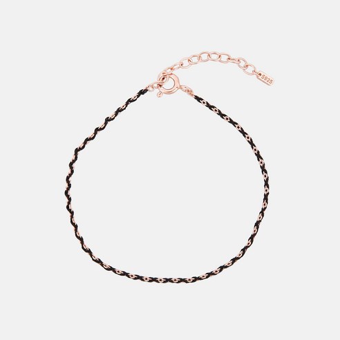 쥬디앤폴 여성용 리엣 블랙 실꼬임 앤 로즈 조정 체인 팔찌 B52223