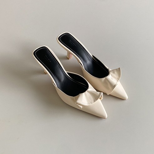 슈가펀 여성용 킷트 셔링 플레어 뮬 힐 6.5cm