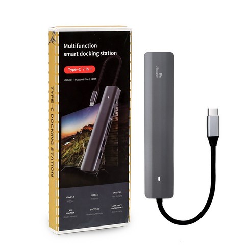 다양한 포트와 강력한 성능을 제공하는 액센 7in1 C타입 USB3.0 HDMI PD Lan Port 미러링 멀티허브 1GB MH10