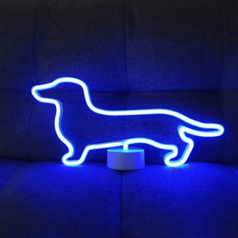 LED 네온사인 무드등 조명 강아지, 블루