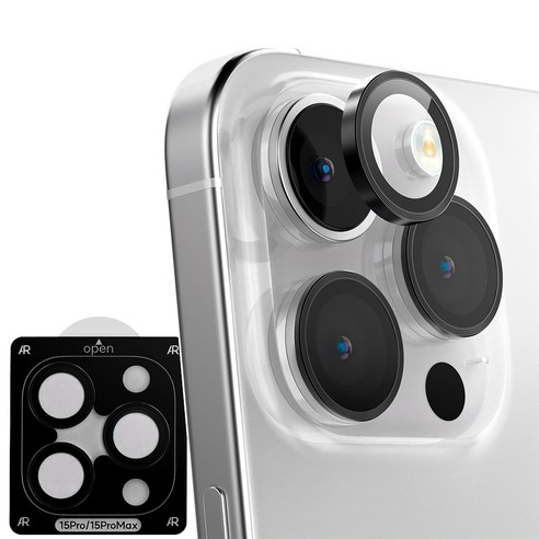 아이폰15 카메라  구스페리 메탈링 휴대폰 카메라 개별 렌즈 강화유리 보호 필름 블랙, 1개