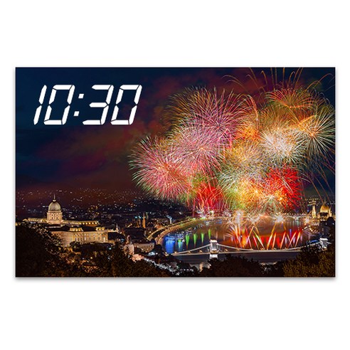 홈마인 LED 시계 캔버스 프린팅 액자 시리즈 불꽃놀이 LED 시계 600 x 400 mm, 21