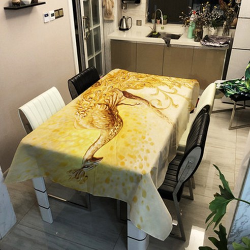 공작새 패턴 다양한 패브릭 사각 식탁보, 06, 100 x 140 cm